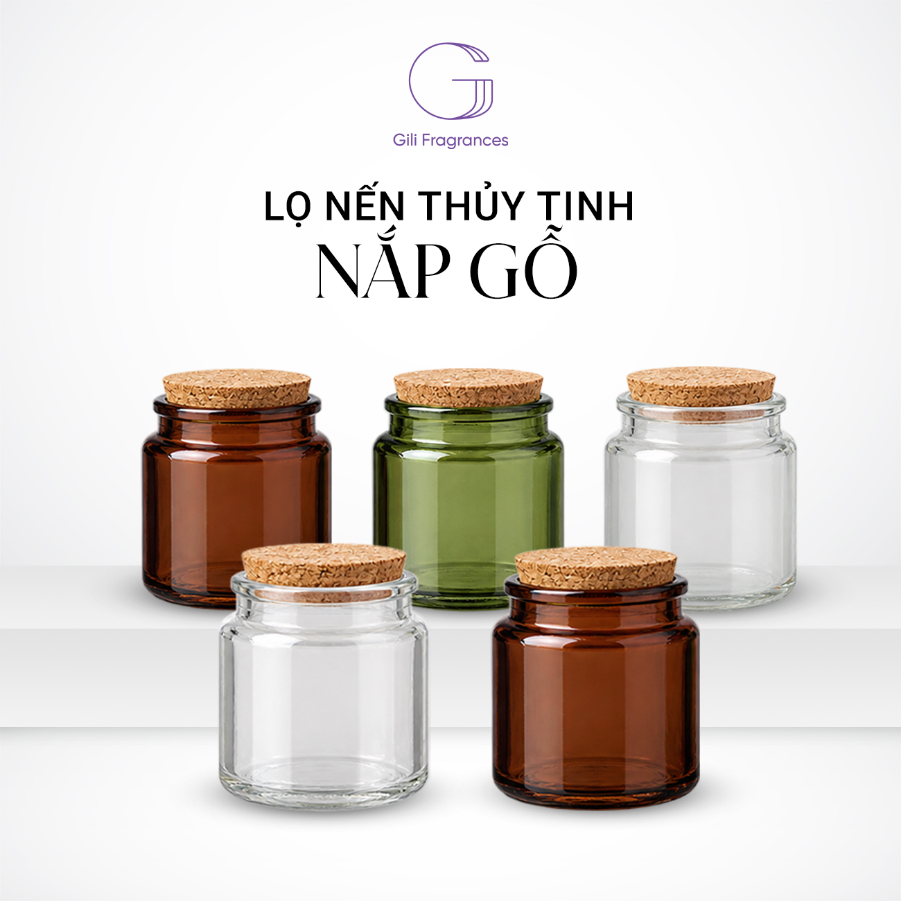LỌ NẾN THỦY TINH NẮP GỖ | 100G | MUA SỈ